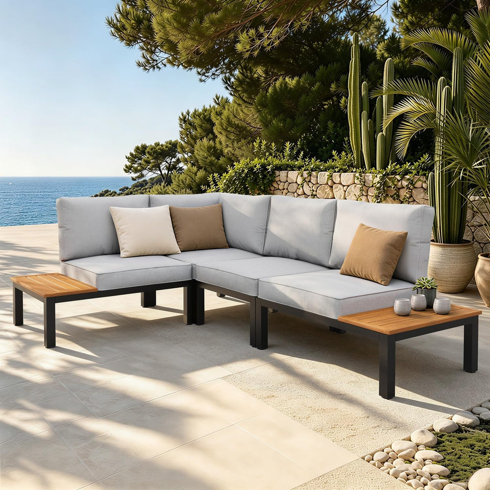 Sophia & William 4 Piece Metal Outdoor Sectional Sofa with Cushion