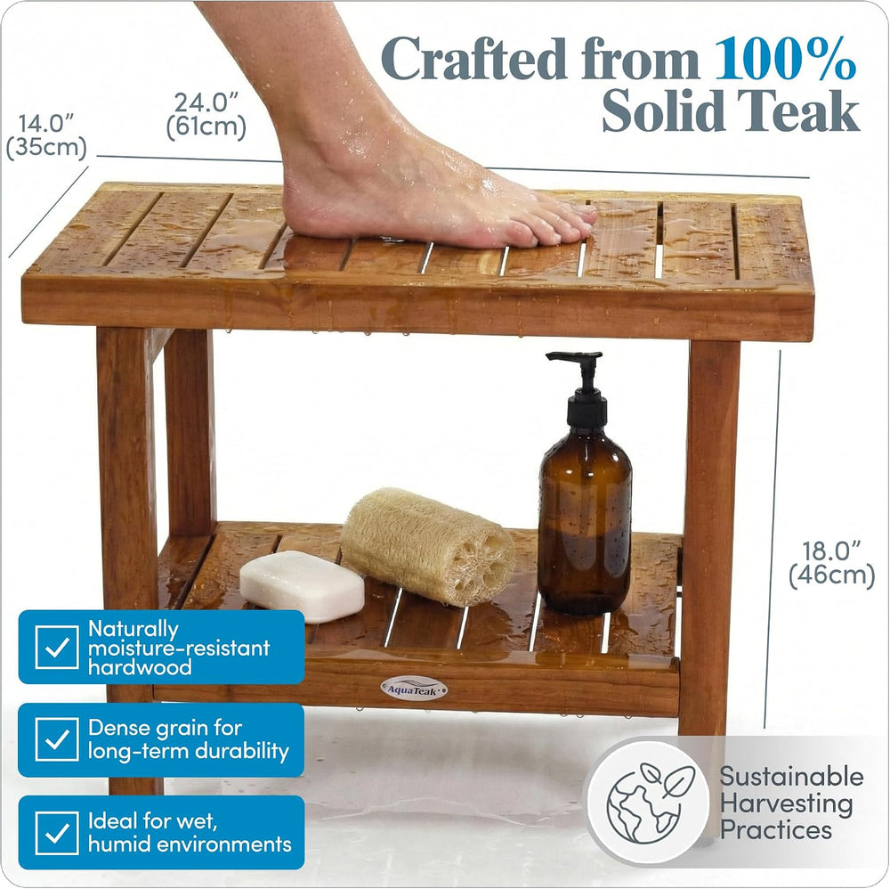 AquaTeak Spa 24" Teak Shower Bench