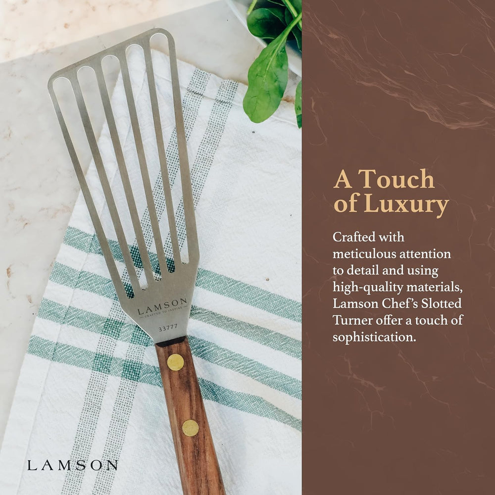 Lamson Slotted Fish Spatula – Flexible Stainless Steel Turner with Walnut Han...