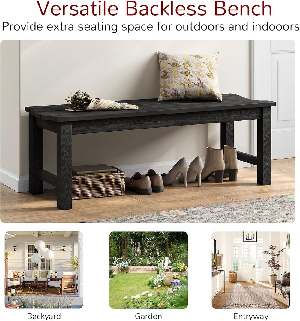 Stoog Outdoor Bench, 2-Person Patio Backless Bench, All-Weather HIPS Garden B...