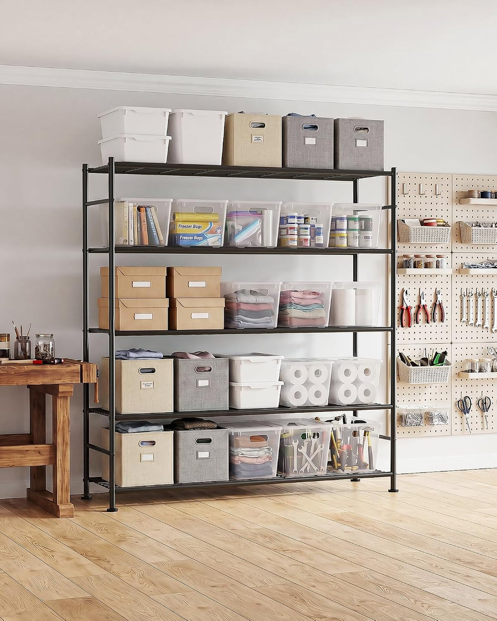 Sakugi Garage Shelving, 5-Tier Storage Shelves, 47.5"x12.5"x61"...