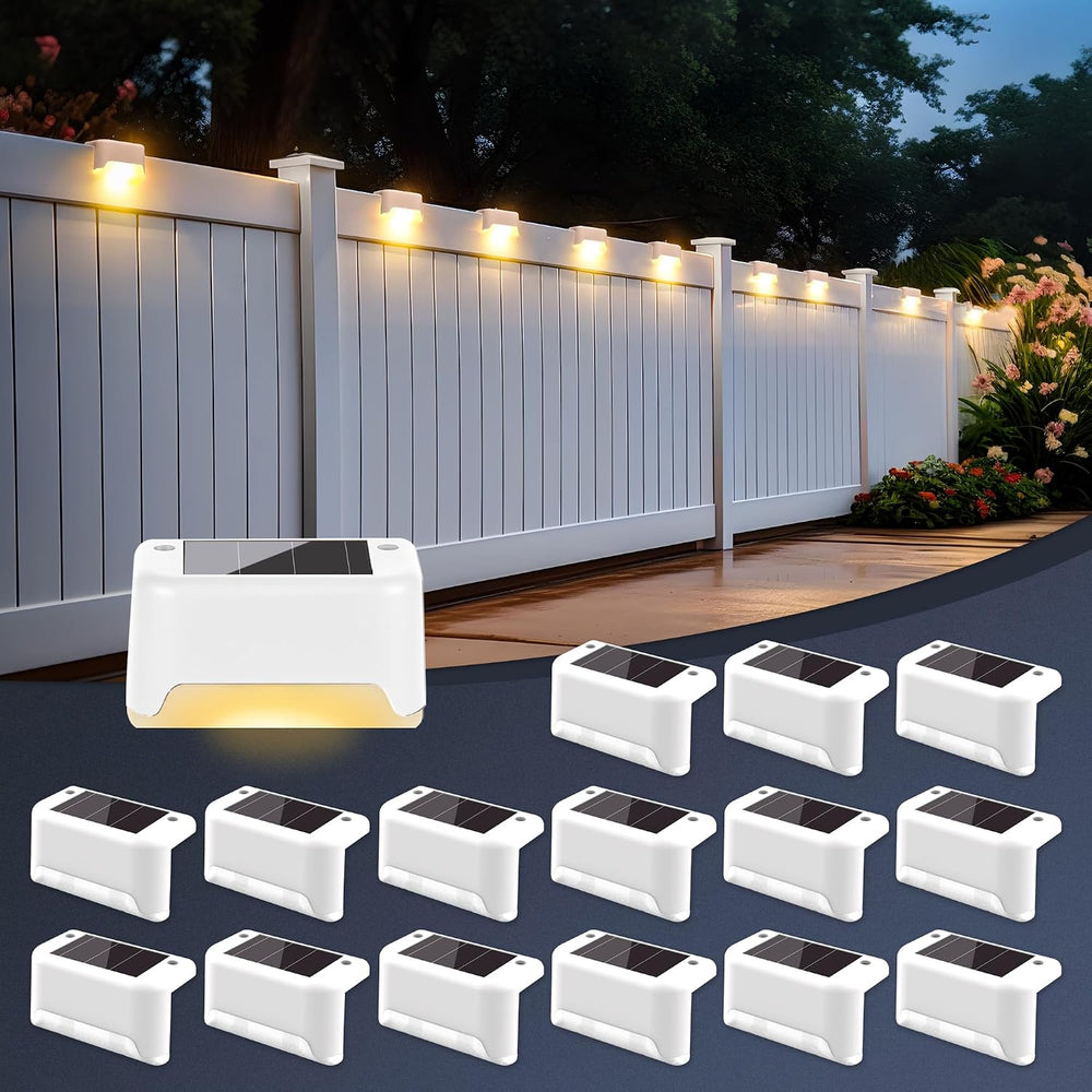 SOLPEX Solar Fence Lights Outdoor 16 Pack, Waterproof Led, Warm White