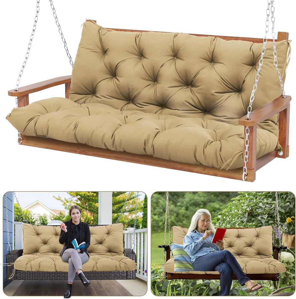 Durable Extra 5" Thick Outdoor Swing Cushions Waterproof 60 inch 3 Seate...