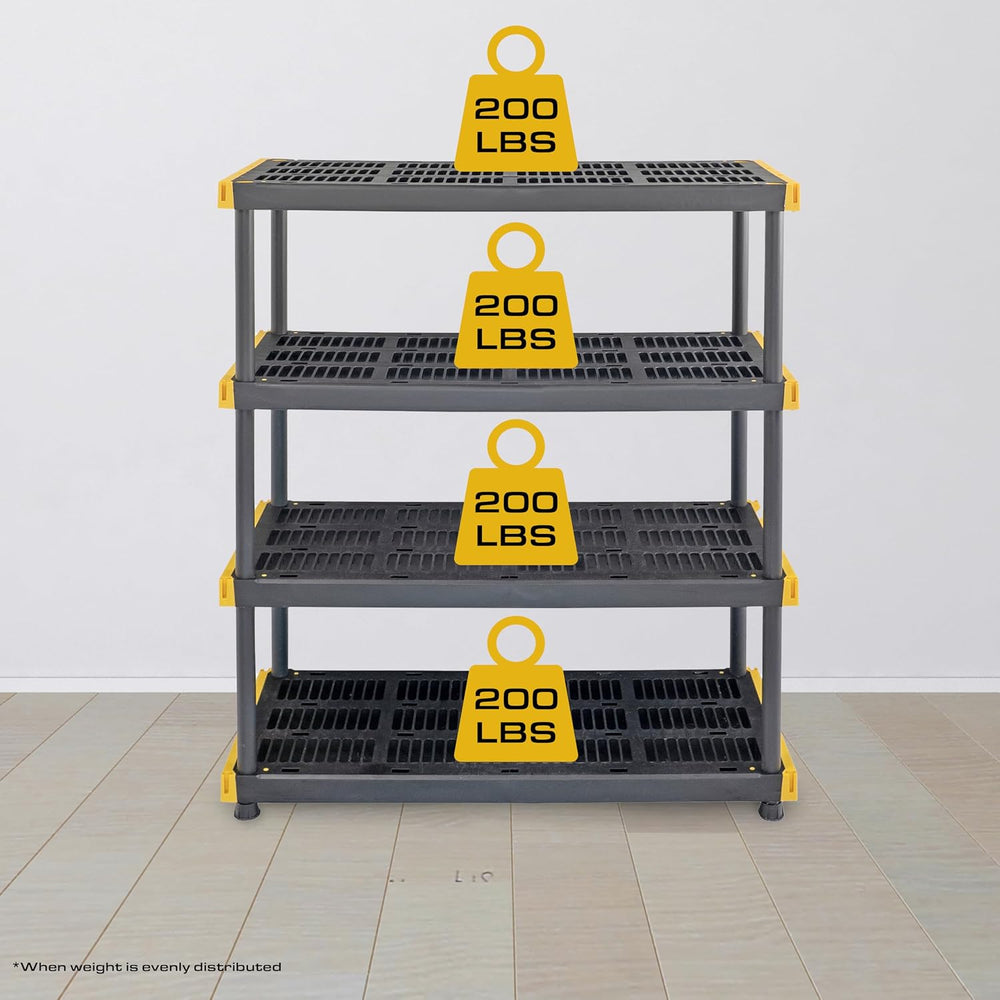 CX 4-Tier Heavy Duty Plastic Storage Shelves for Garage Organization
