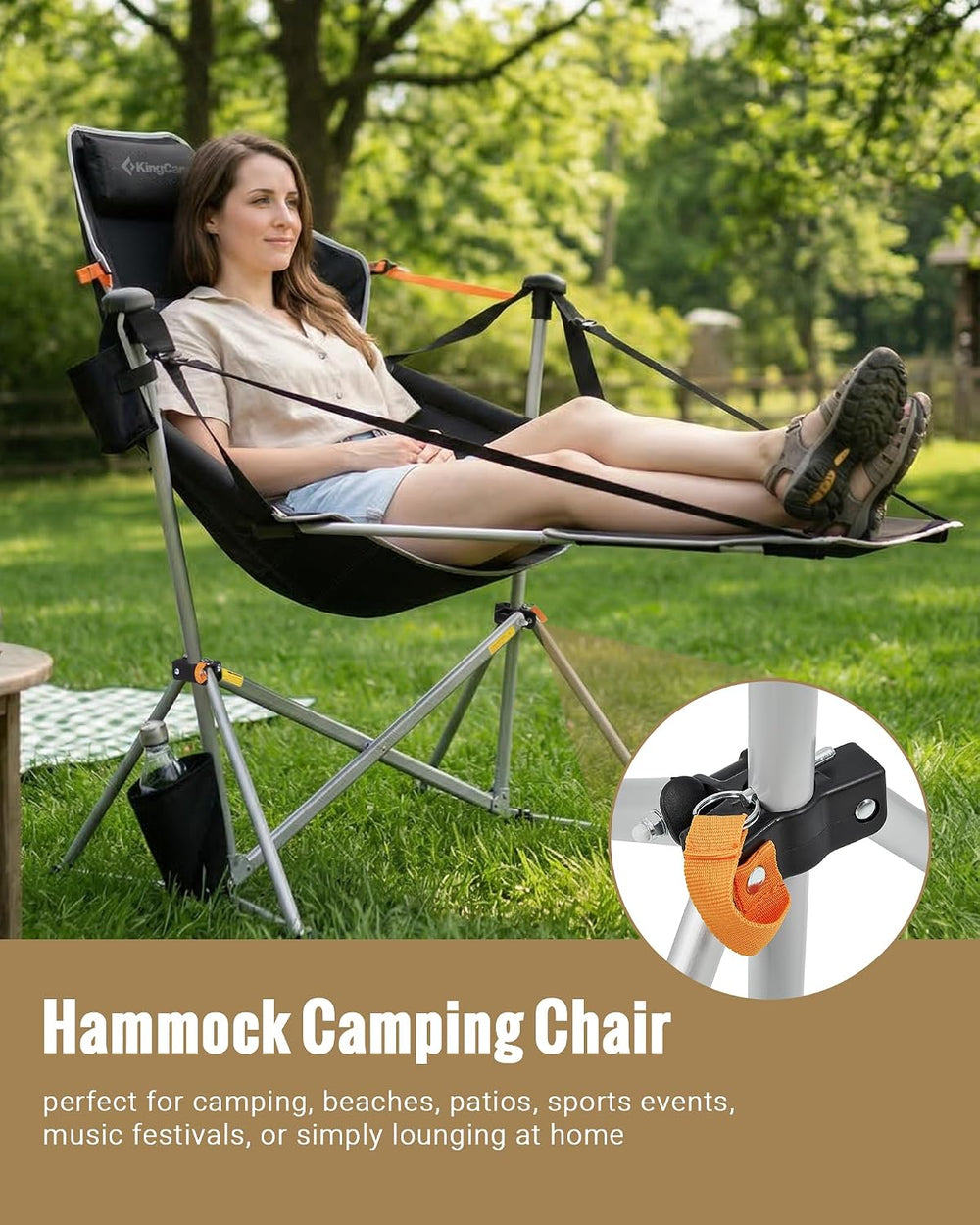 KingCamp 2 Pack Hammock Chairs with Footrest, Heavy Duty Swing Chair 400lbs