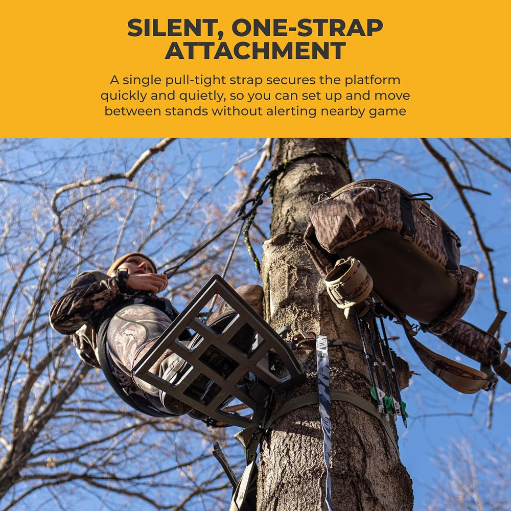 Hawk Full Platform Stand w/Silent Strap Attachment for Deer Hunting, Black