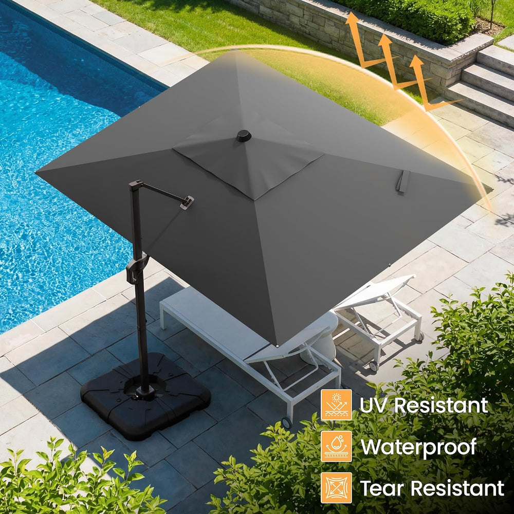 9x12' Patio Cantilever Umbrella for Outdoor, Grey