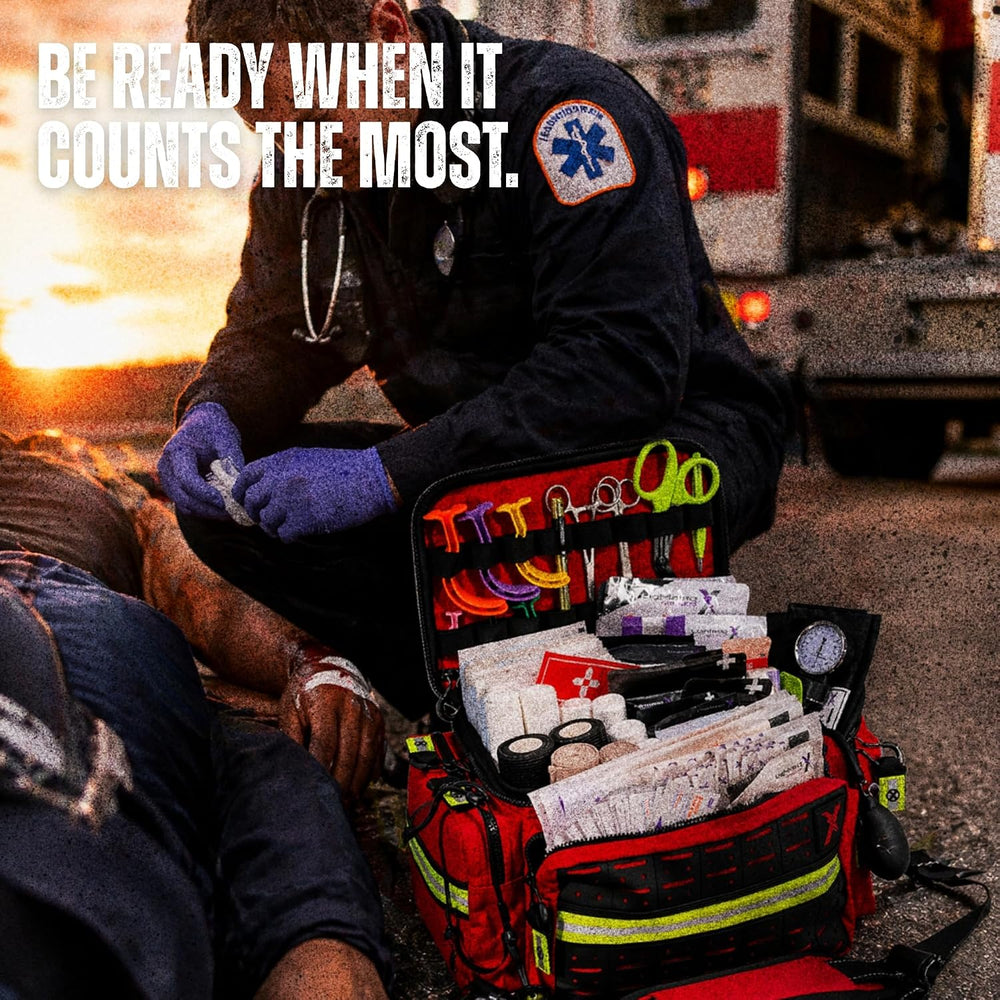 Lightning X Mid-Sized First Responder EMT Bag | LXMB25 | Fully Stocked w/ 240...