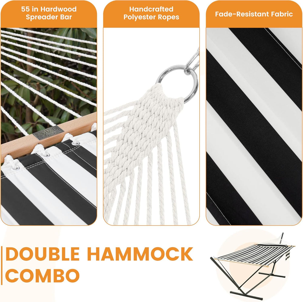 Lazy Daze Double Hammock with Stand, Balance Straps & Carry Bag for Outside