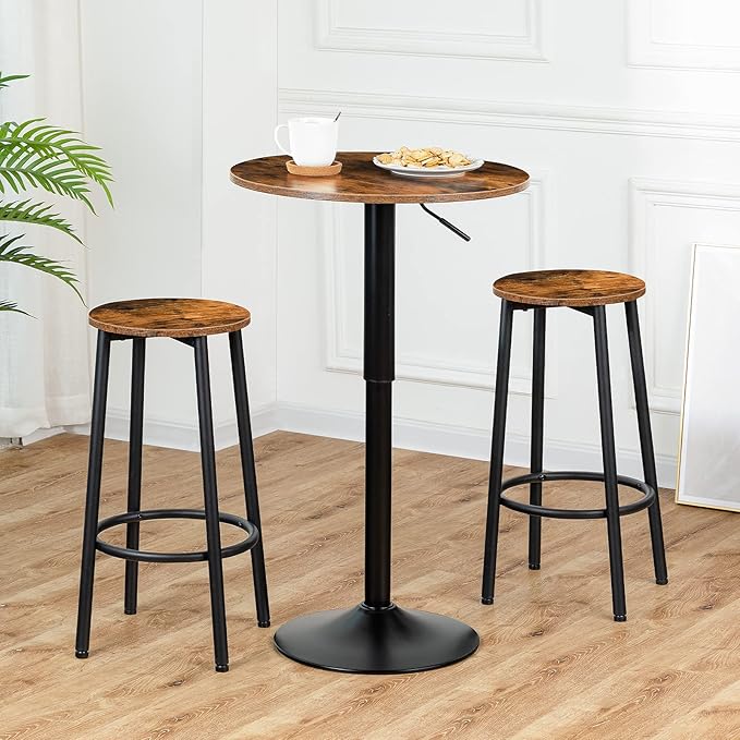 HOOBRO Bar Stools, Set of 2 Bar Chairs, Kitchen Round Height Stools with Foot...