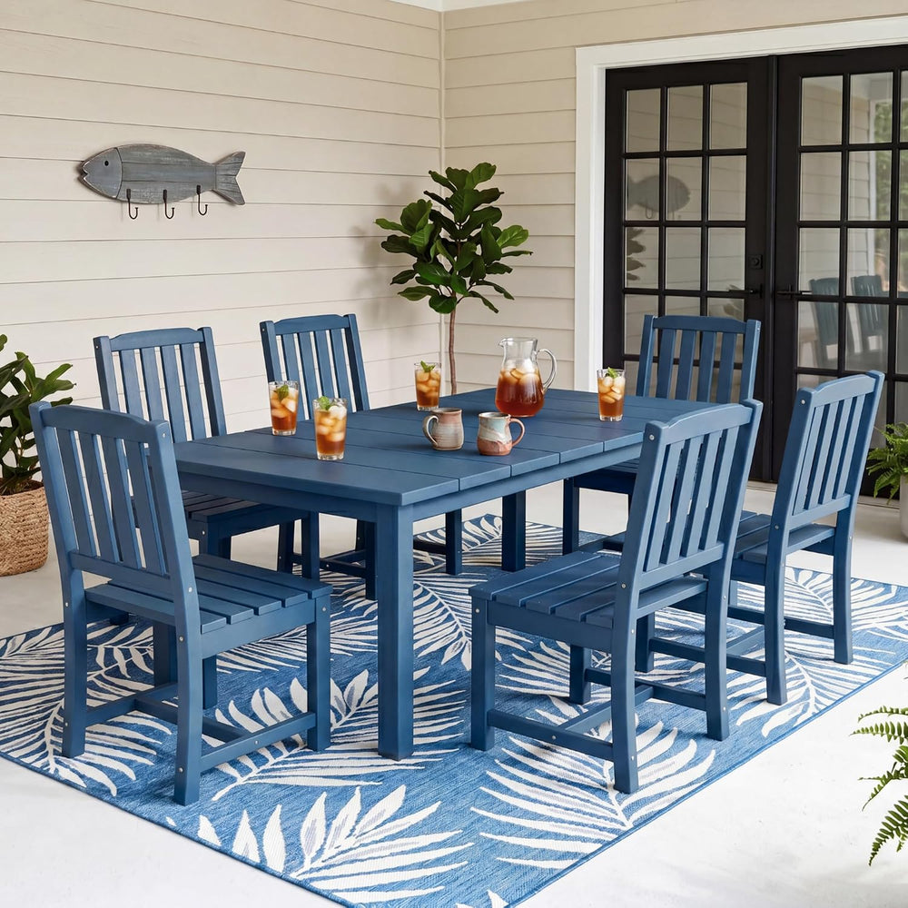 Perli™ 7-Piece Outdoor Dining Set, All-Weather HDPE Patio Table and 6 Chairs ...