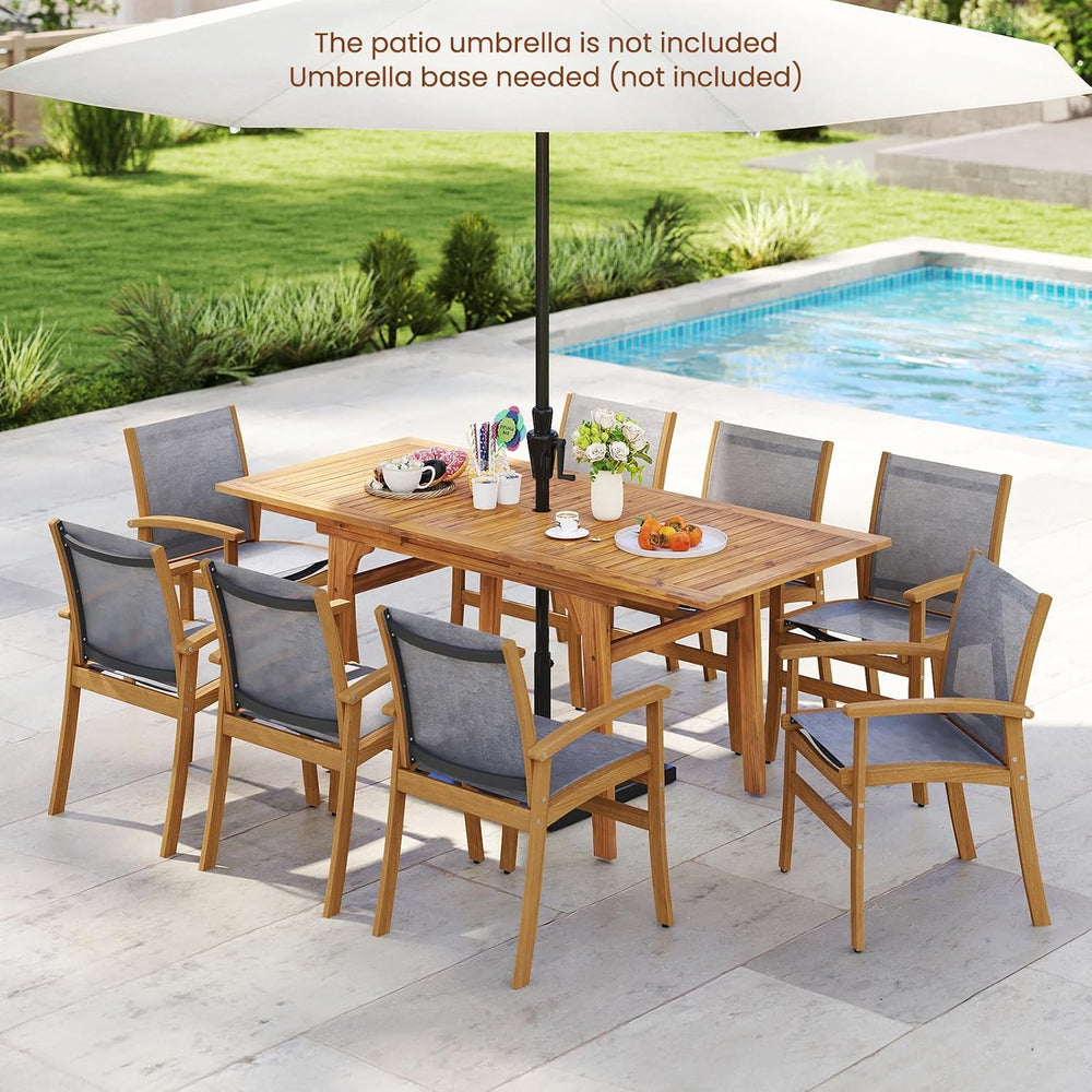 Tangkula 55"-71" Acacia Wood Extendable Patio Dining Table for 6-8 ...
