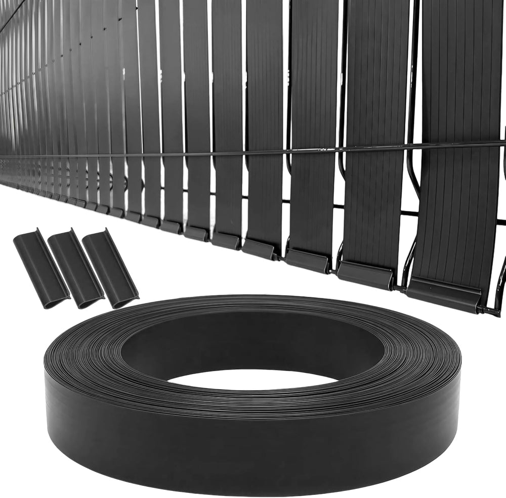 XKMT- Black View Blocking Privacy Tape Weave w/bracket For Chain Link Fence 7...
