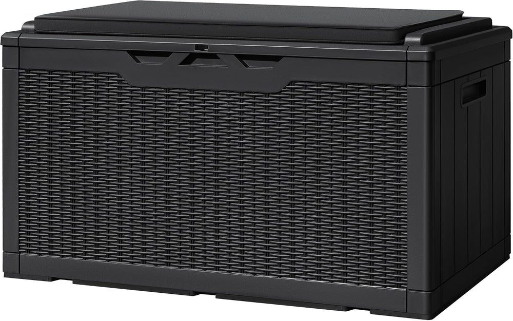 Greesum 100 Gallon Resin Deck Box Large Outdoor Storage with Cushions for Pat...