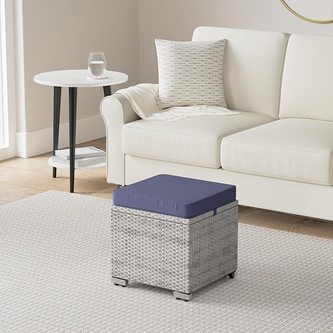Best Choice Products Set of 2 Wicker Ottomans, Multipurpose Outdoor Furniture...