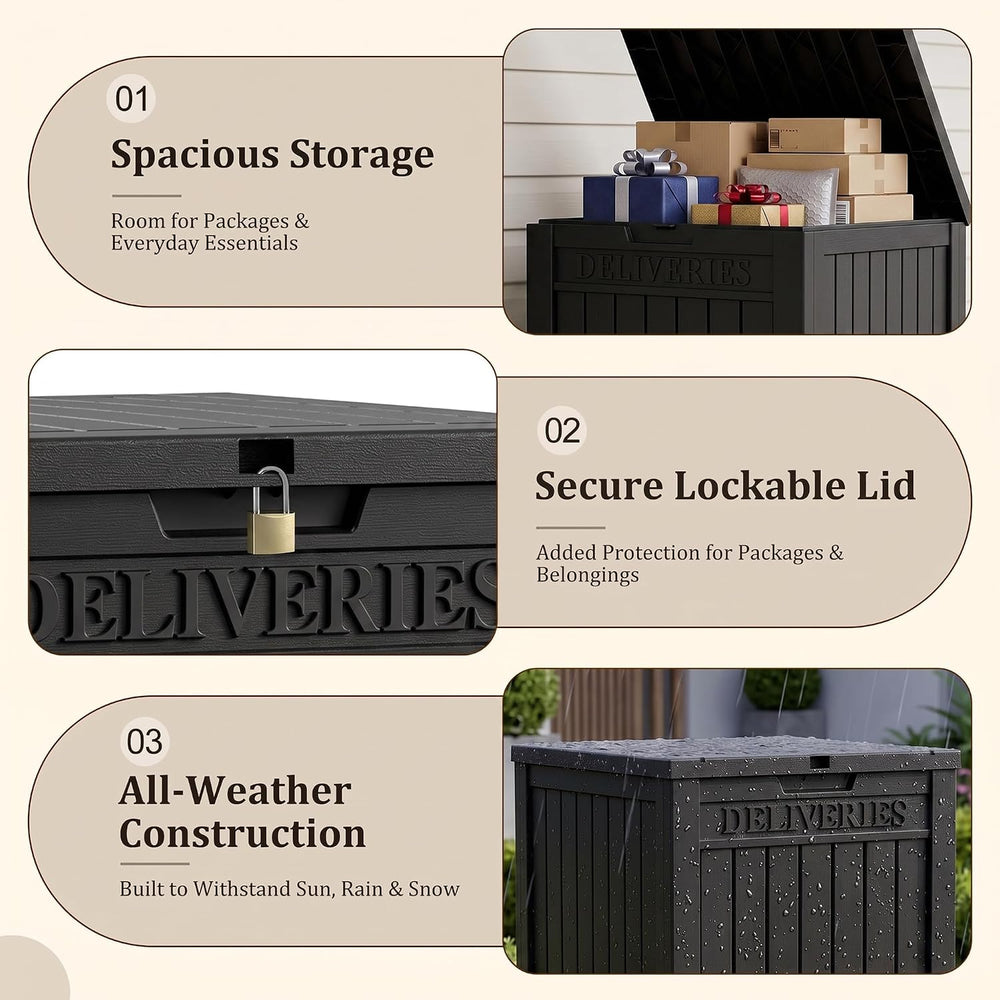 Package Delivery Boxes for Outside, Deck Storage Box Lockable Secure Design