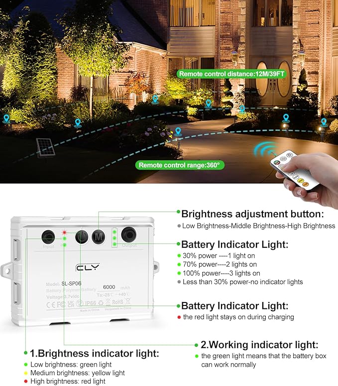 CLY 6 in 1 Solar Spotlights Landscape Outdoor Garden, Solar Spotlights IP66 W...