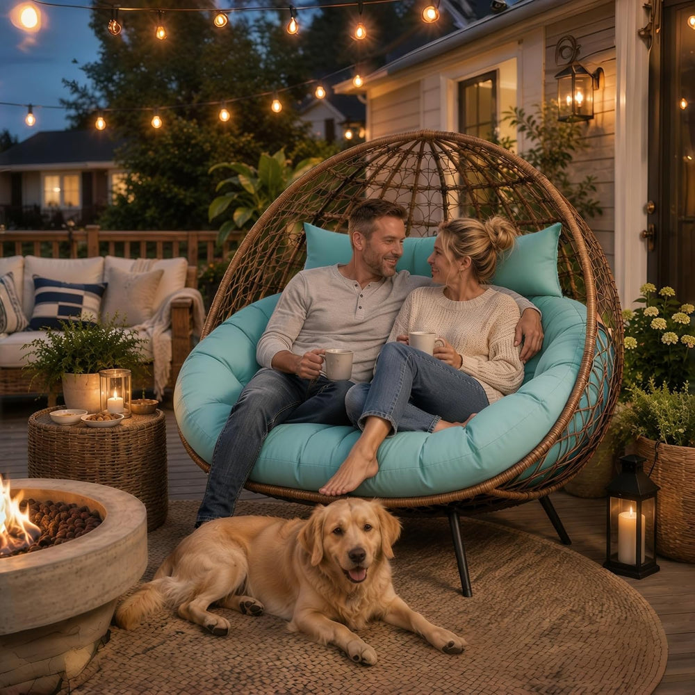 Outdoor Double Egg Chair Cushion Replacement Waterproof