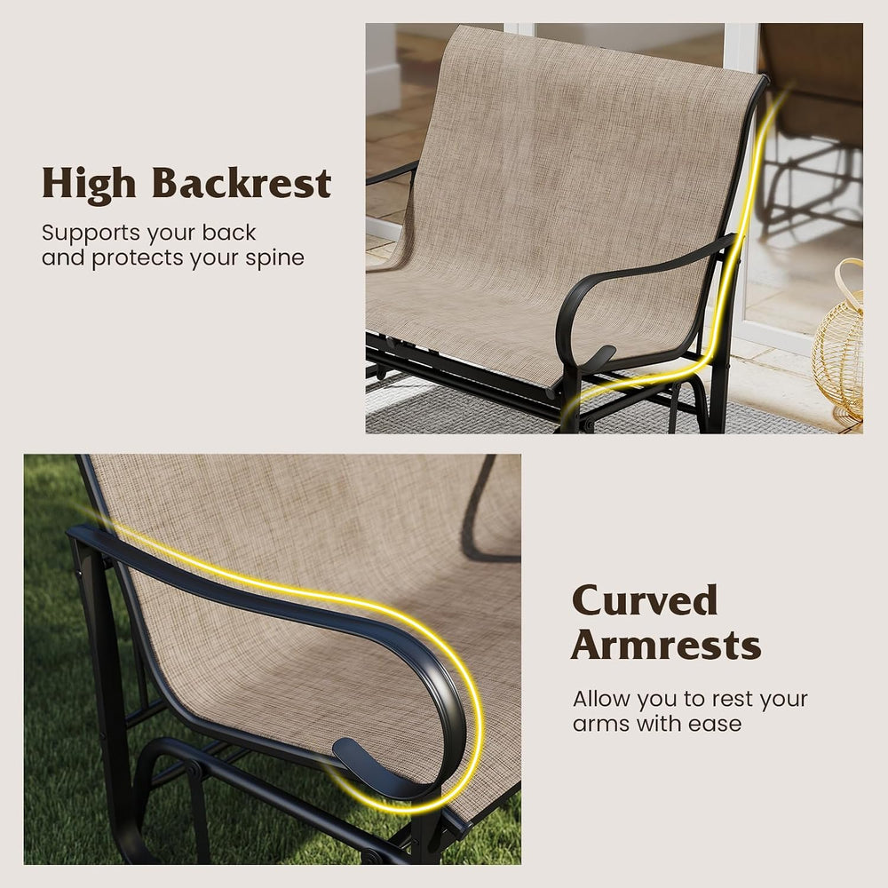 Tangkula Patio Gilder Bench, 2-Person Fabric Rocking Chair with High Backrest...