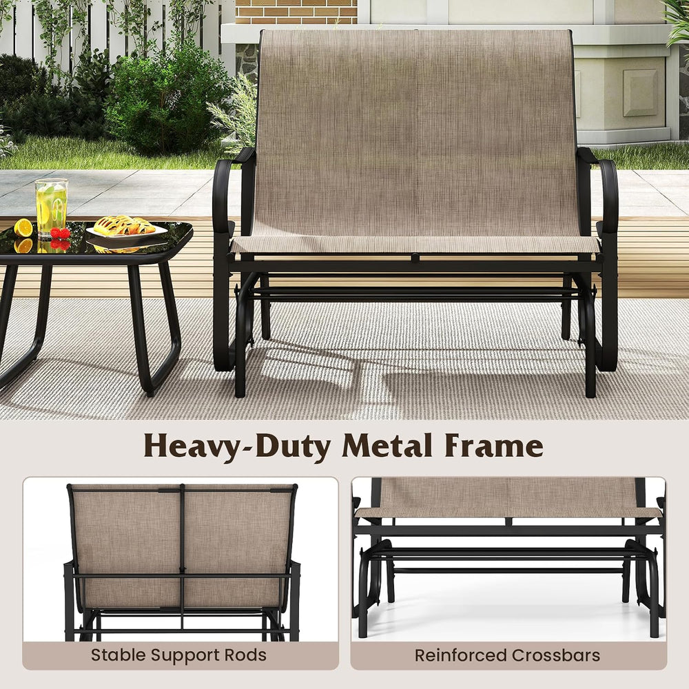 Tangkula Patio Gilder Bench, 2-Person Fabric Rocking Chair with High Backrest...