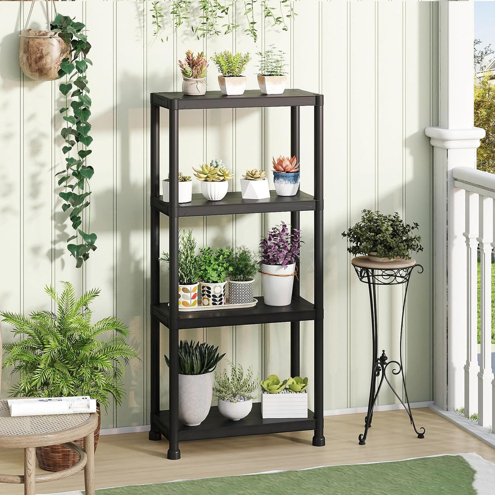 GIANTEX 4-Tier Heavy-Duty Plastic Storage Shelves (1,24" x 12.5" x ...