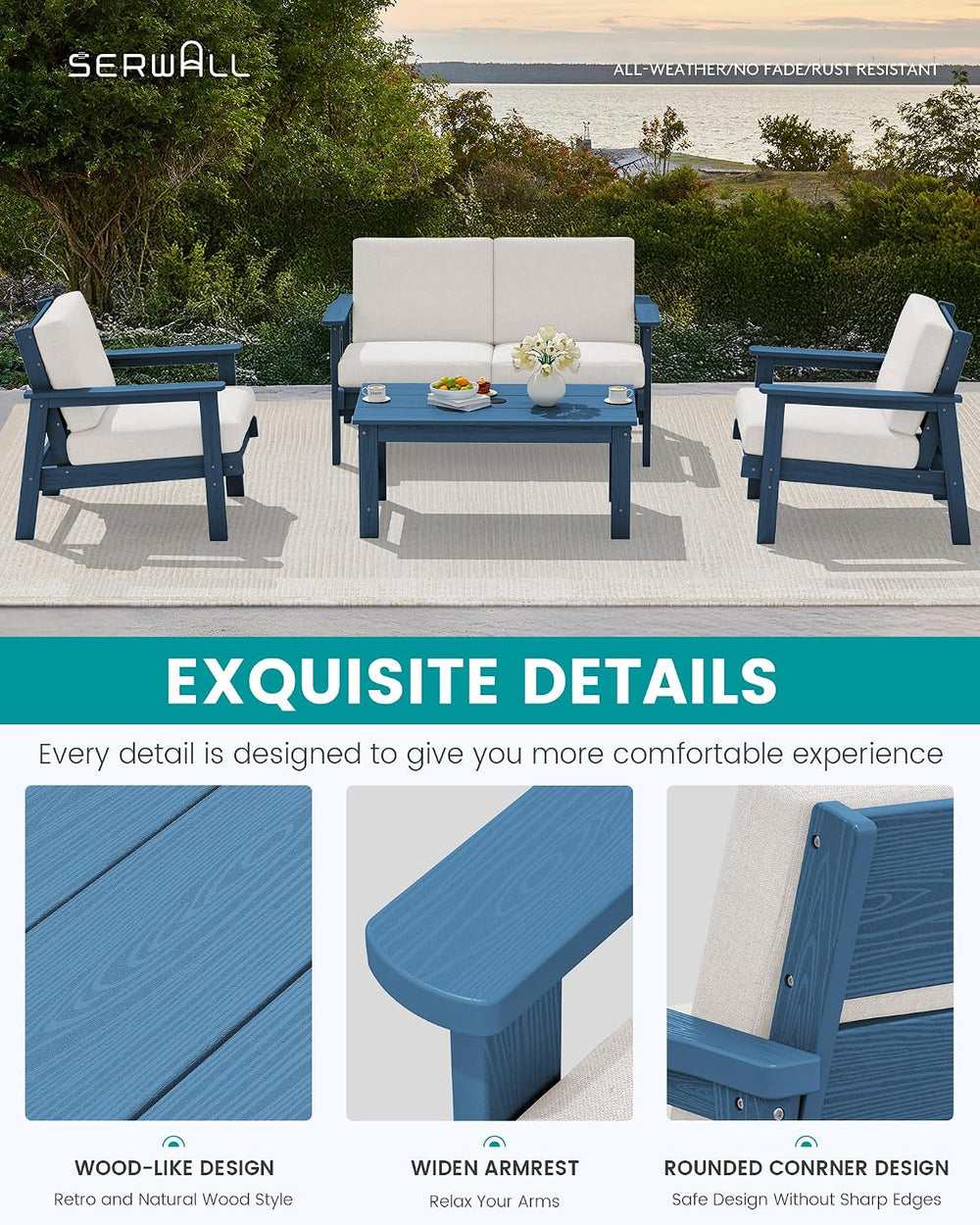 SERWALL HDPE Outdoor Sofa Set of 2