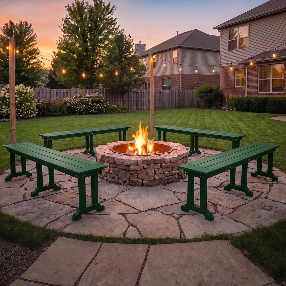 WO HOME FURNITURE 65" HDPE Outdoor Bench, 660 lbs Capacity, Dark Green