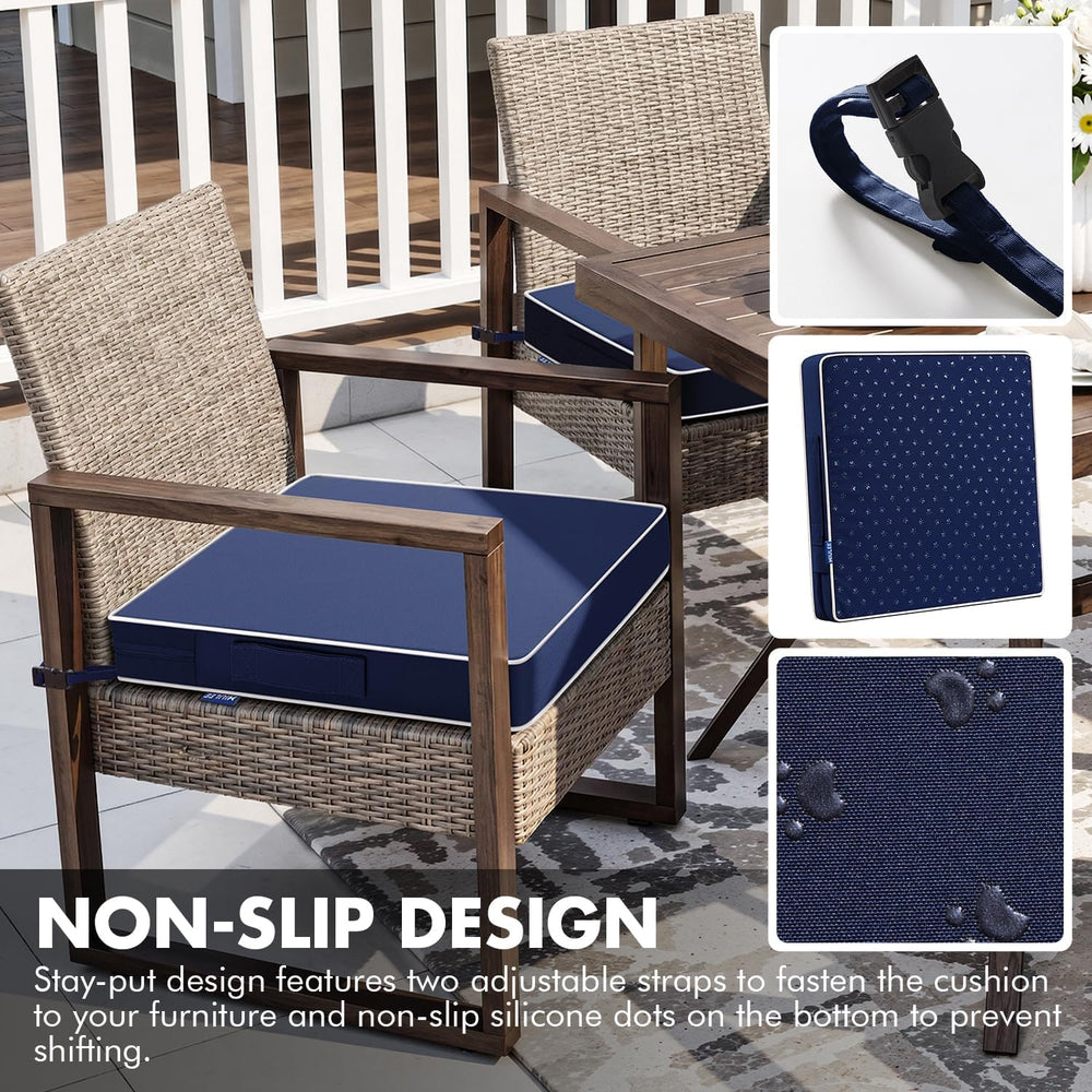MIULEE Navy Blue 48x18x3 Inch Outdoor Bench Cushion with Adjustable Straps