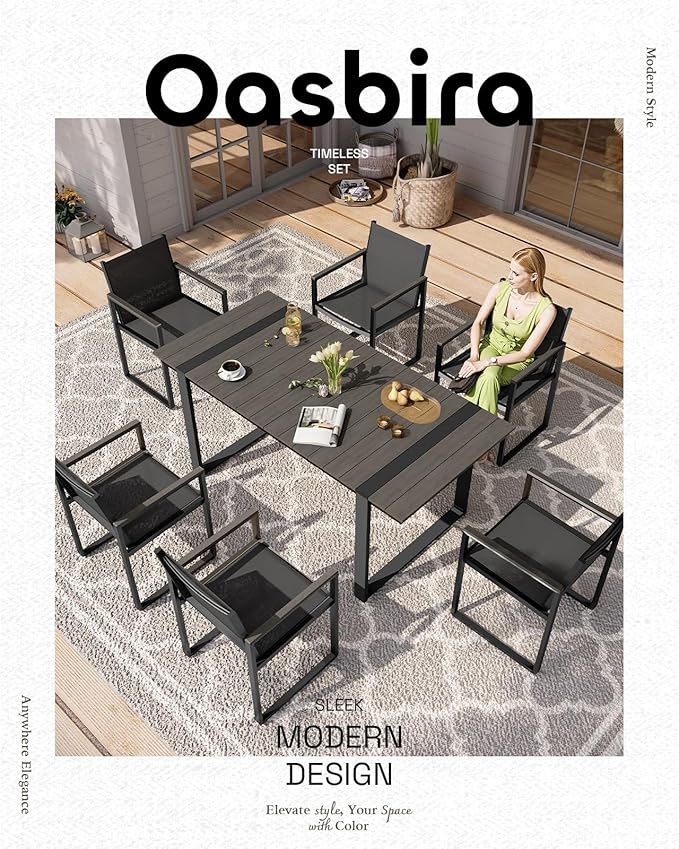 Outdoor Table and Chairs of 4, Patio Dining Sets, HDPS + Aluminum Outdoor Fur...