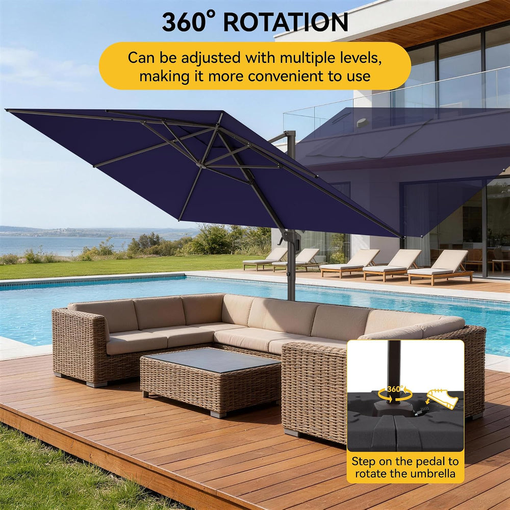 9x12 FT Cantilever Patio Umbrella, Large Rectangular Offset Outdoor Umbrella ...