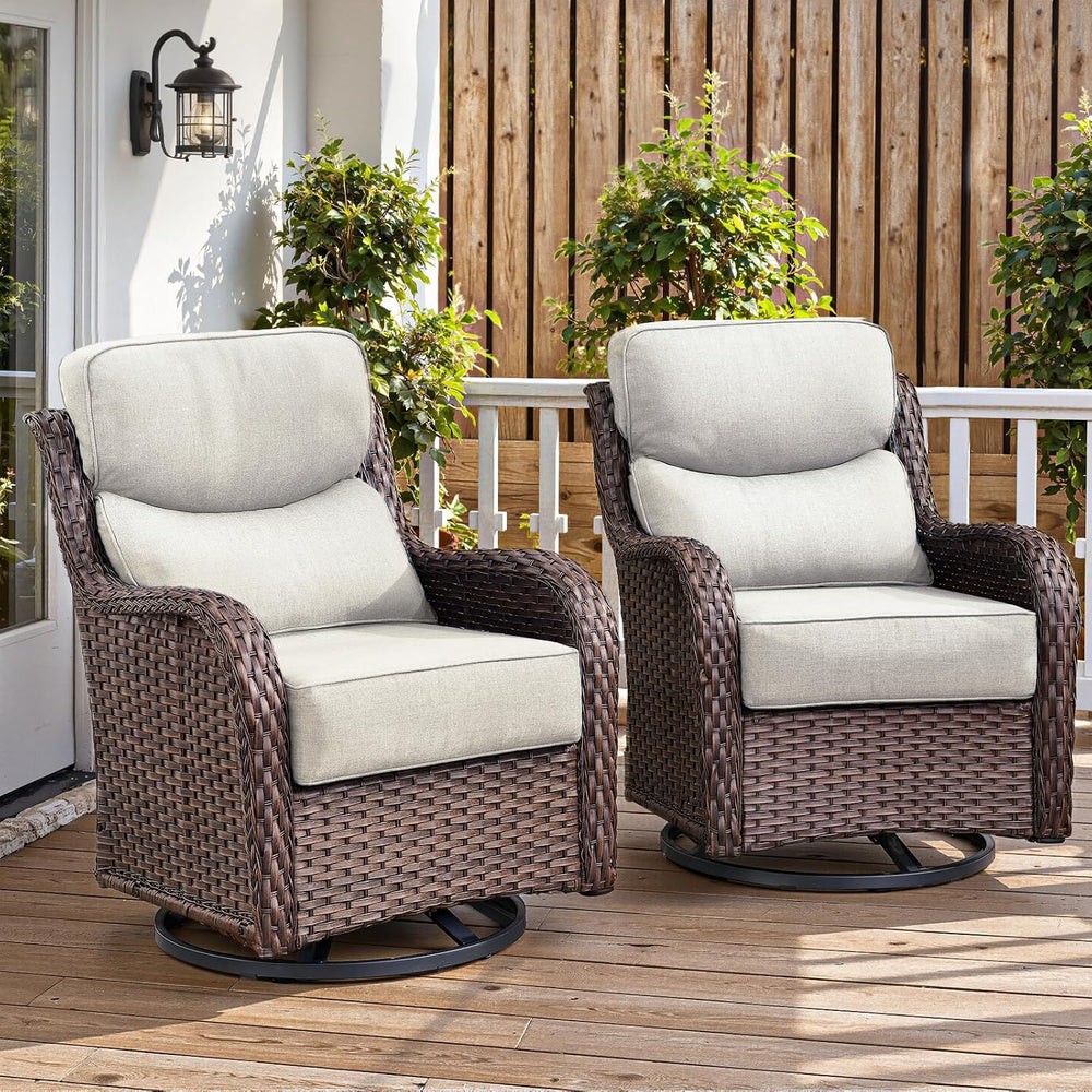 Belord Luxury 6" Thick Cushioned Outdoor Swivel Rocker Patio Chairs of 2...