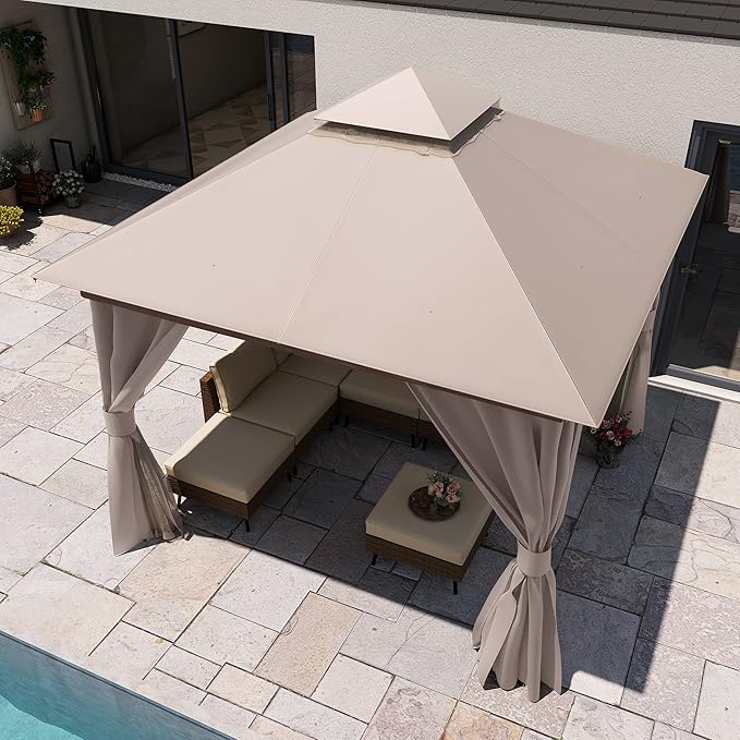 LAUSAINT HOME Semi-Permanent Outdoor Patio Gazebo 10'x10', Heavy Duty...