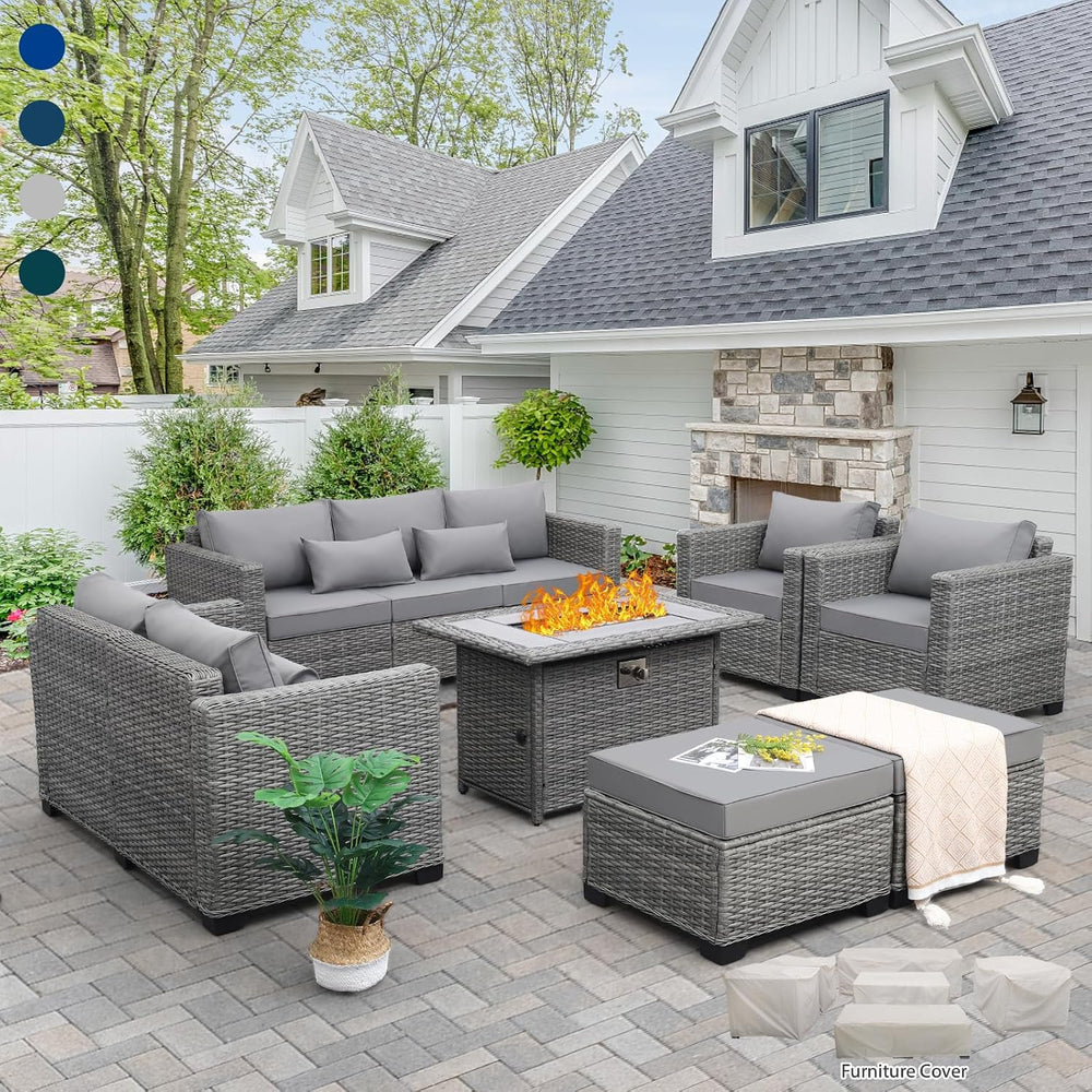 Rattaner 7-Piece Outdoor Furniture Sets Patio Furniture Set with 45-inch Fire...
