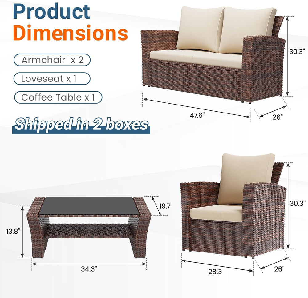 Wisteria Lane Patio Furniture Set, Wicker Outdoor Furniture for All Weather