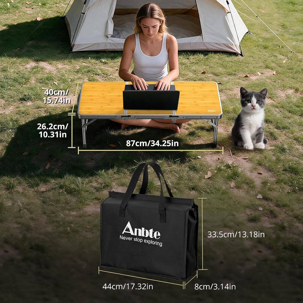 Anbte 34.2" x 15.7" Small Low Folding Picnic Table, 10.3" Heig...