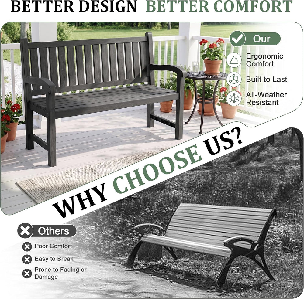 Outdoor Bench, 2-Person Outdoor Benches Weatherproof