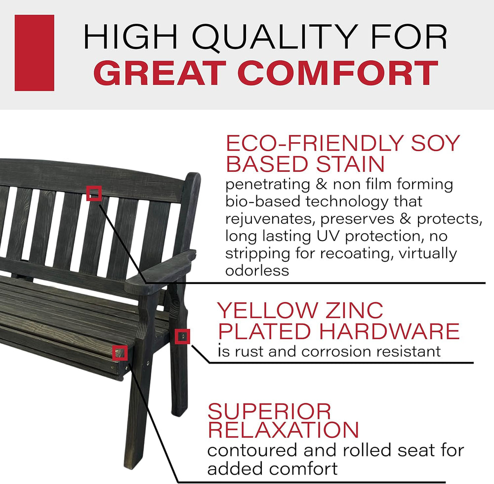 Amish Casual Outdoor Heavy Duty 800 LB Mission Pressure Treated Garden Bench(...