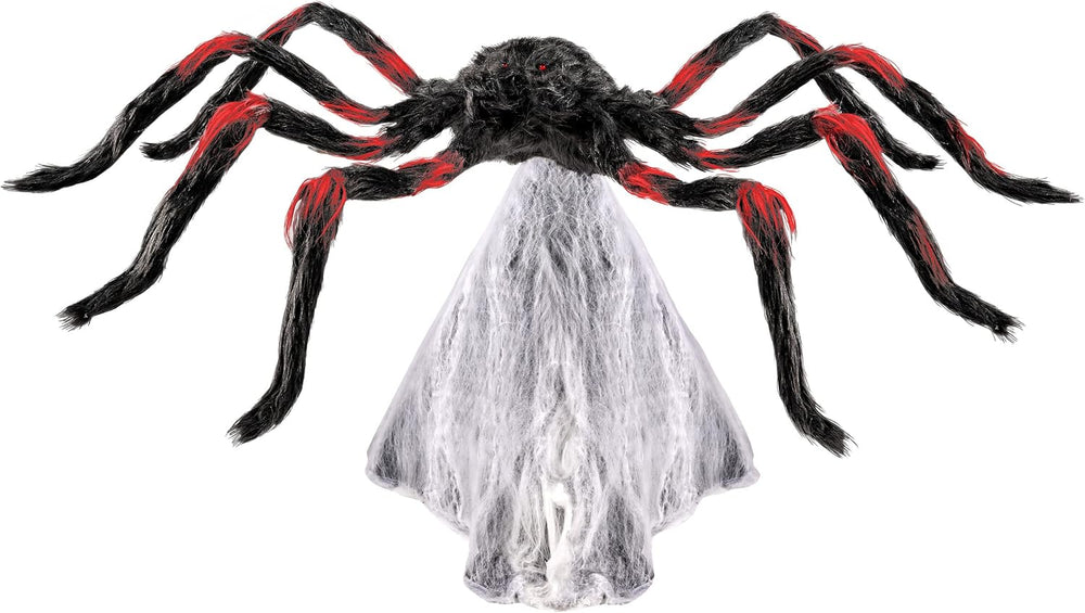 Spirit Halloween 21 Inch LED Red and Black Jumping Spider Animatronic, Multic...