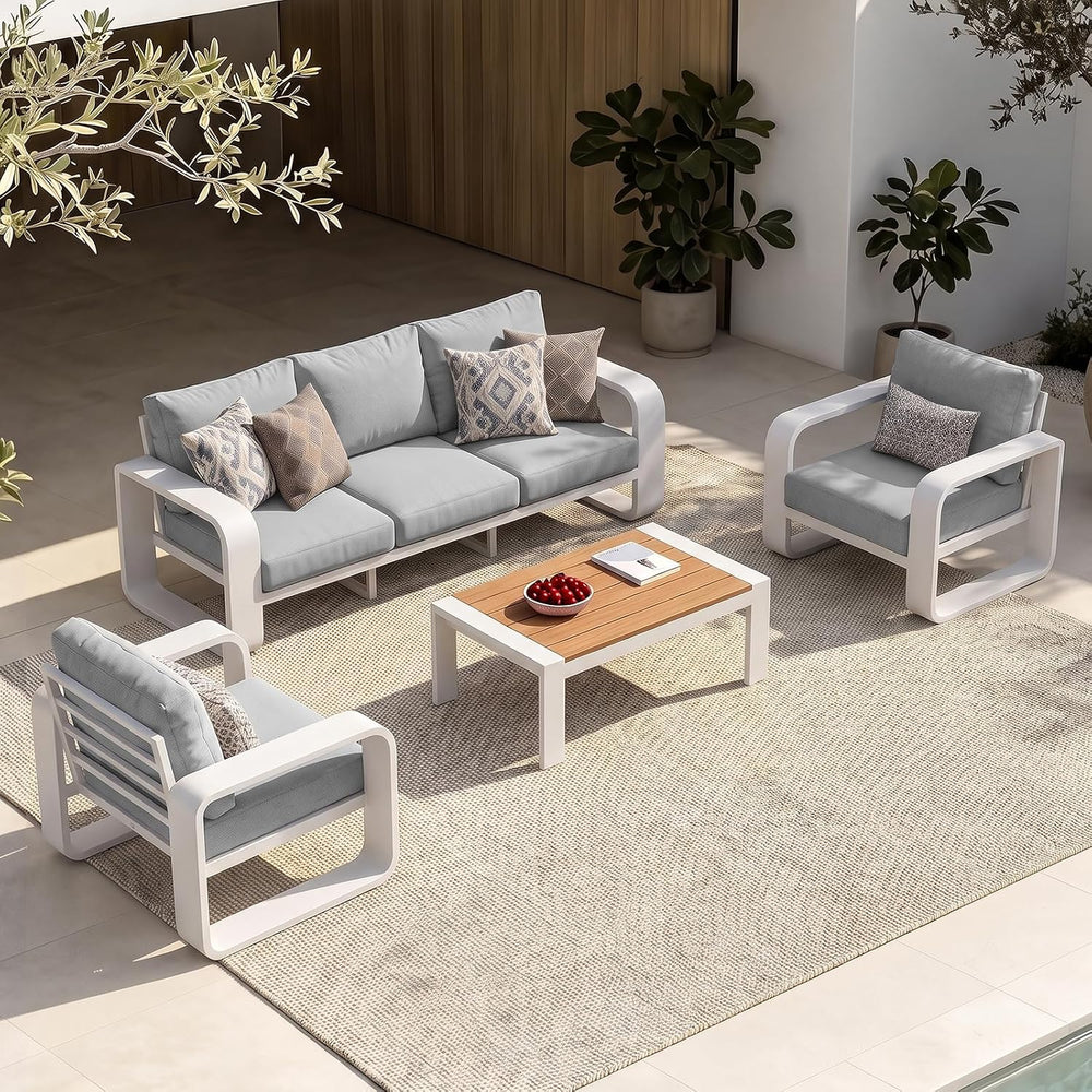 Oversized Aluminum Outdoor Furniture Set, Extra Large Patio Furniture Sofa Se...