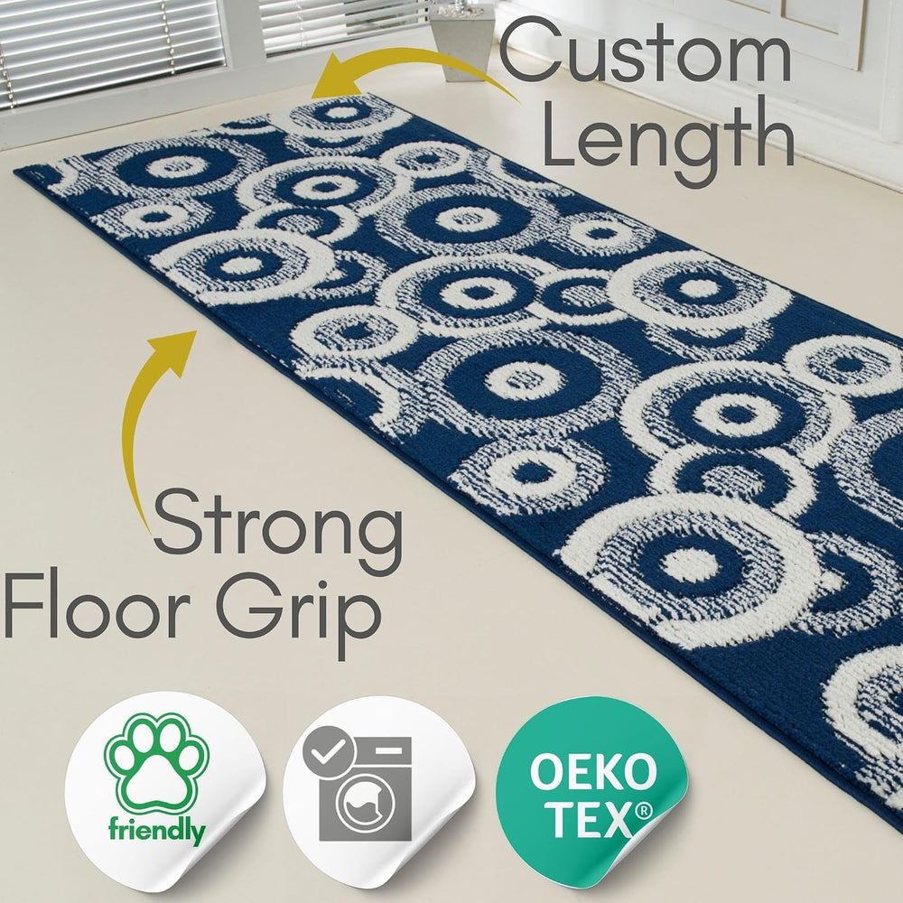 25 ft Extra Long Blue Hallway Runner Rug | Non-Slip & Machine Washable | ...