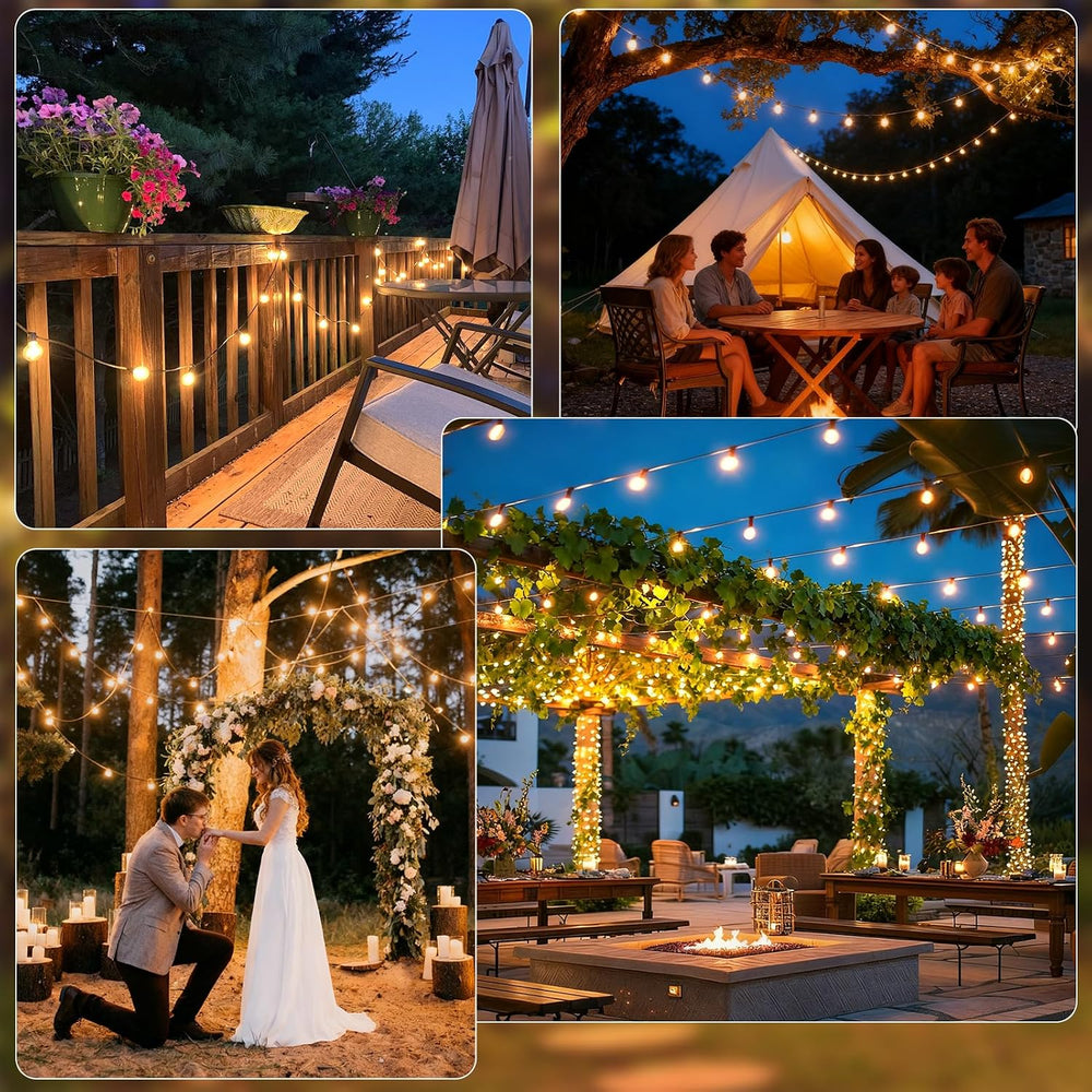 G40 LED Outdoor String Lights, 100FT LED Patio Lights with Light Sensor Timer...