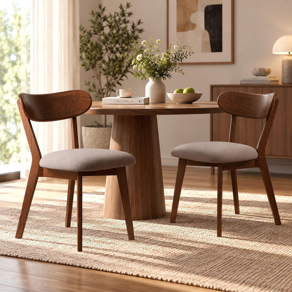 Mid Century Modern Walnut Dining Chairs Set of 4, FAS-Grade Oak, 400 lbs