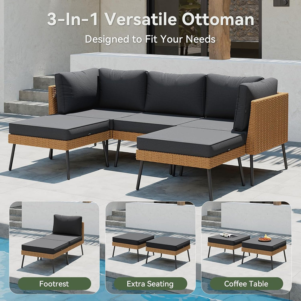 Aoxun 8 Piece Patio Furniture Set, 8 Seats Outdoor Sectional Sofas with 4&quo...