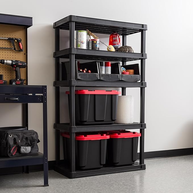 IRIS USA 5-Shelf Heavy Duty Plastic Storage Shelves, 750lb Capacity, 68"...