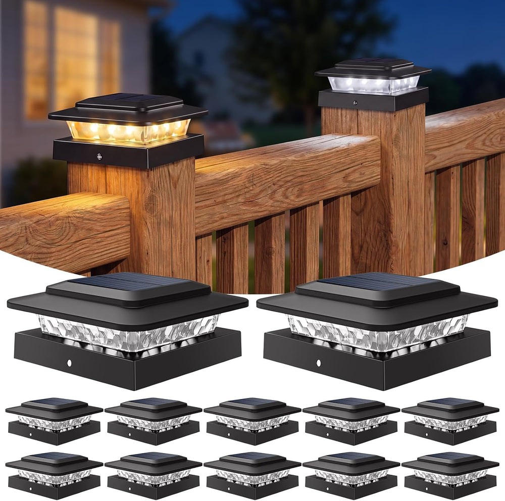 kolpop Solar Post Cap Lights 12 Pack, 3 Lighting Modes& 2 Level Brightness