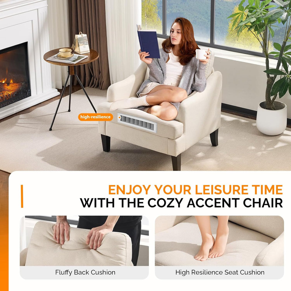 VINGLI Accent Chair, Small Cozy Upholstered Armchair, Compact Reading Chair