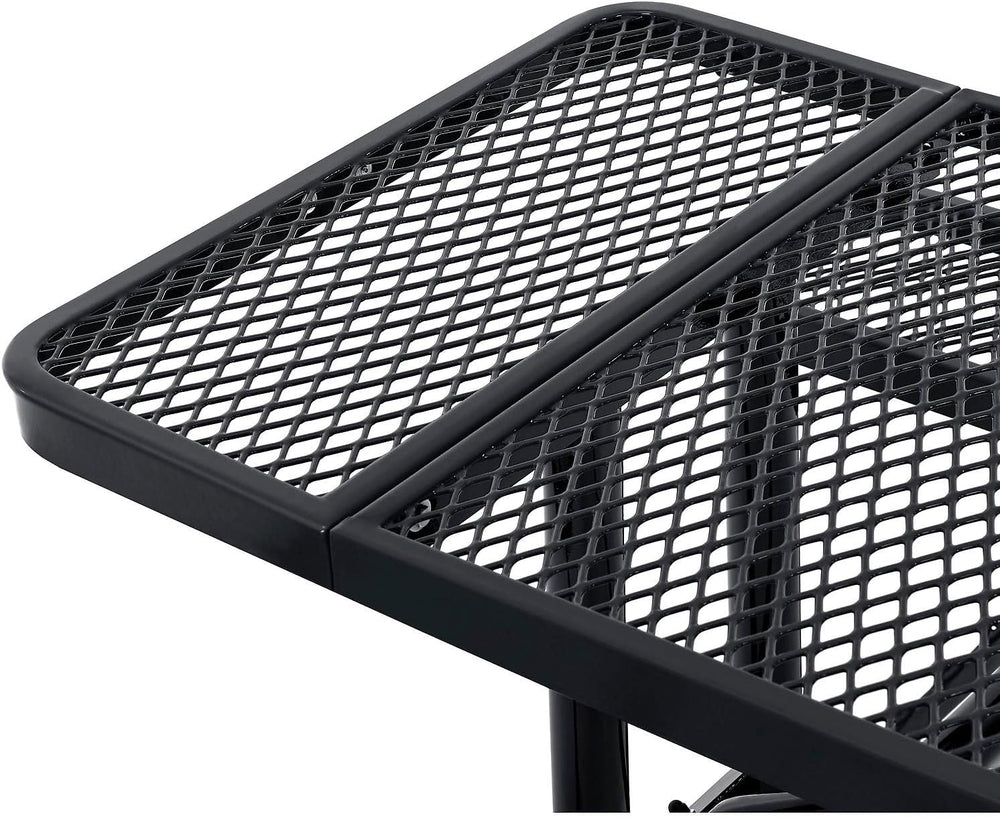 Global Industrial 8’L Rectangular Picnic Table, Expanded Metal, Black Thermop...
