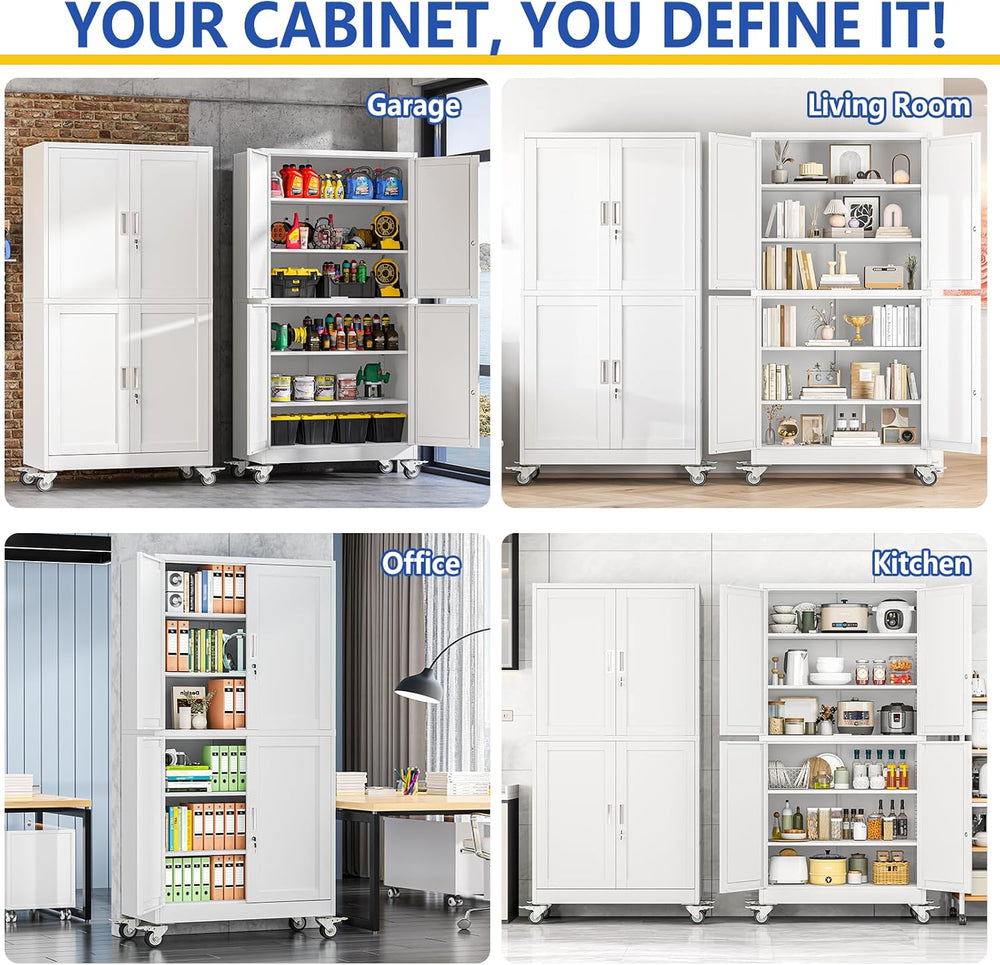 Metal Garage Storage Cabinet with Locking Doors and Adjustable Shelf