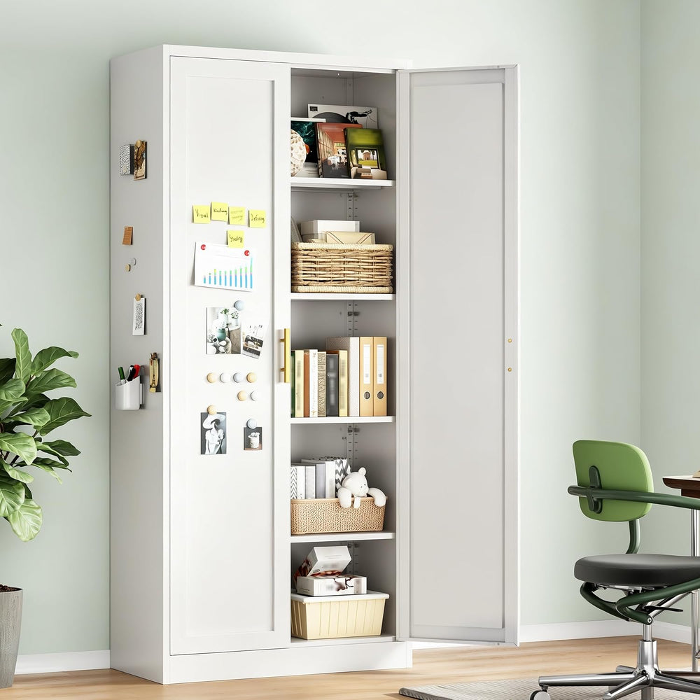 71" Tall Pantry Cabinet, Metal Kitchen Pantry Storage Cabinet with 2 Doors