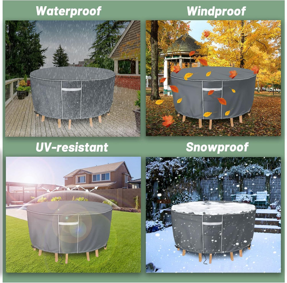 Gasadar Round Patio Furniture Covers Waterproof, Round Outdoor Furniture Cove...